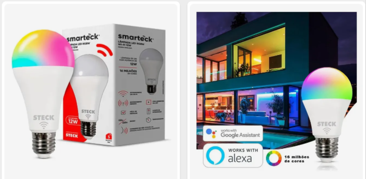 LÂMPADA Smart ALEXA. Review COMPLETO das 6 Melhores de 2026 7 Steck Smarteck Smart RGBW 7 W